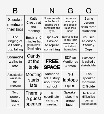 School Psychologist PD Bingo Card