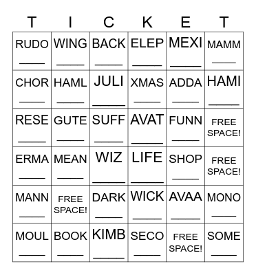 Ticket Sales Bingo! Bingo Card