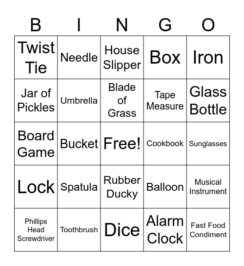 Scavenger Bingo Card #1 Bingo Card