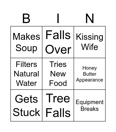 Outdoor Boys Bingo Card