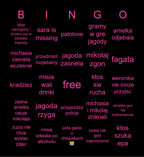 nocka Bingo Card