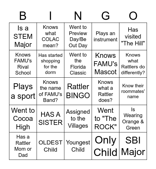 RATTLER Bingo Card