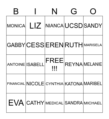 FINANCIAL COUNSELORS Bingo Card