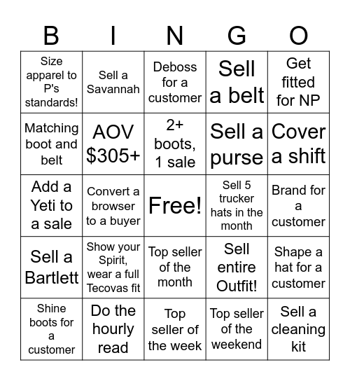 Boot Bingo! Bingo Card