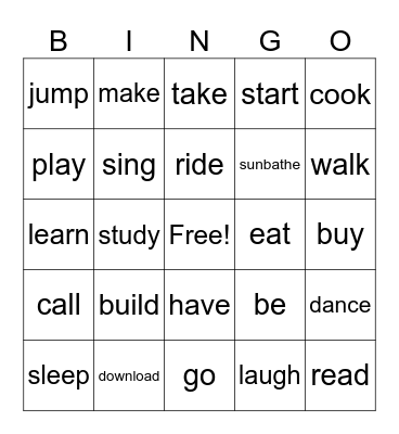 IRREGULAR VERBS Bingo Card