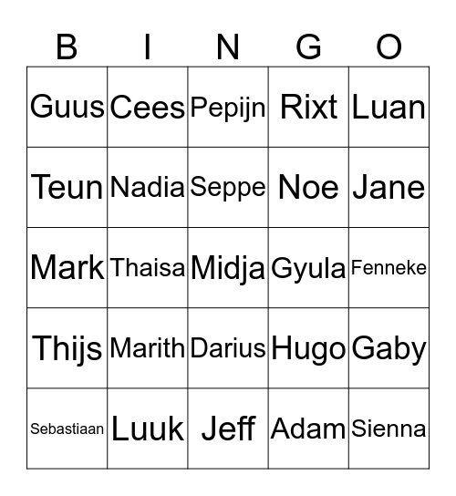 Cambridge PET - getting to know each other  Bingo Card