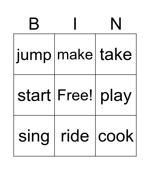 IRREGULAR VERBS Bingo Card