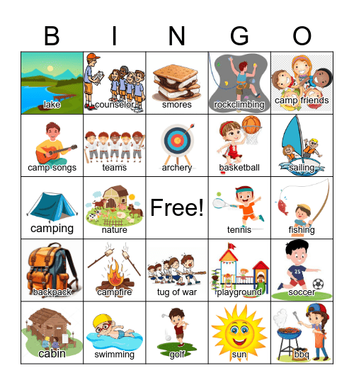 Summer Camp Bingo Card