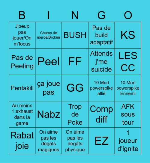 Les Aram's du Chill Bingo Card
