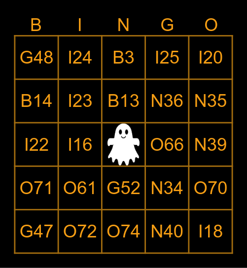 Halloween Bingo Card