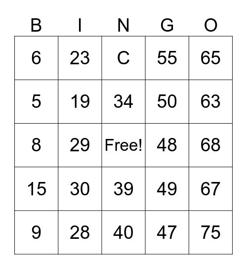 BINGO ABC Bingo Card