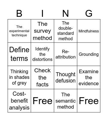 CBT Bingo Card
