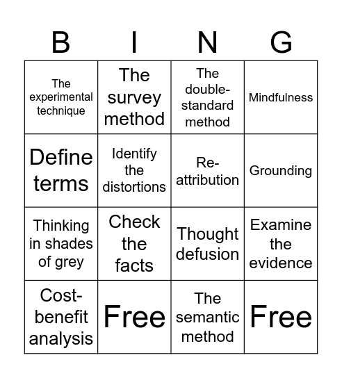 CBT Bingo Card