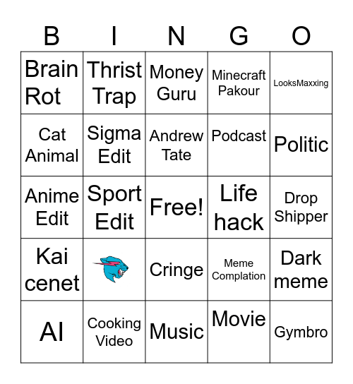 Youtube Short Bingo Card