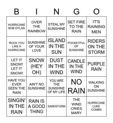 WEATHER Bingo Card