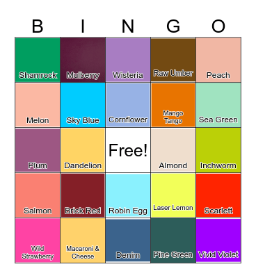 Crayola Colors Bingo Card