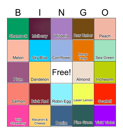 Crayola Colors Bingo Card