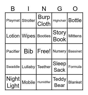 BABY SHOWER BINGO Card