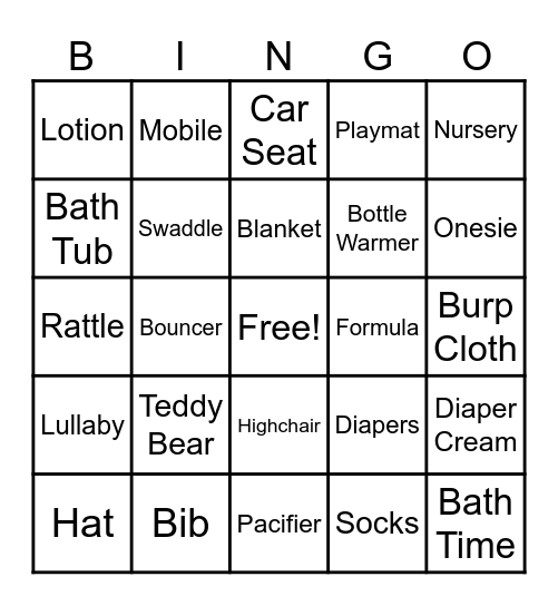 BABY SHOWER BINGO Card