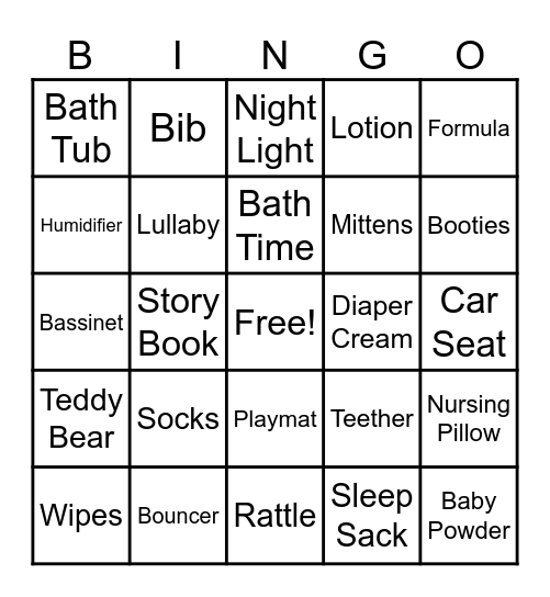 BABY SHOWER BINGO Card