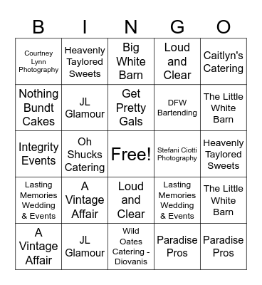 BWB Open House 8/1/24 Bingo Card
