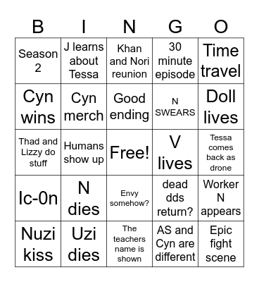 MD finale bingo Card