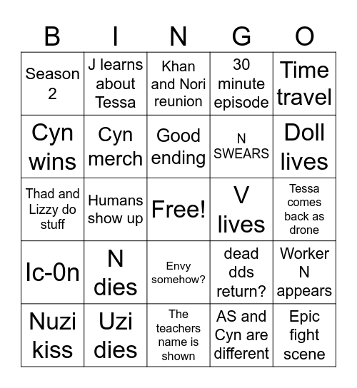 MD finale bingo Card