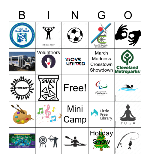 Youth Challenge Bingo! Bingo Card