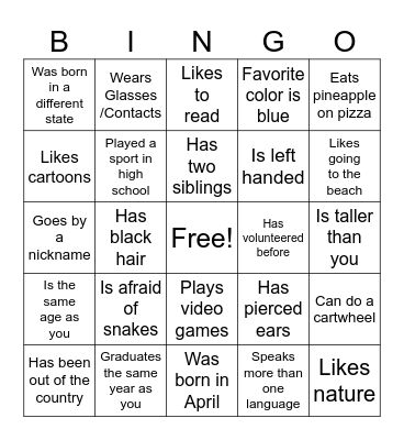 Find Someone Who(s) Bingo Card