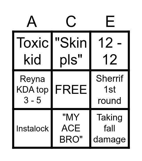 valorant Bingo Card