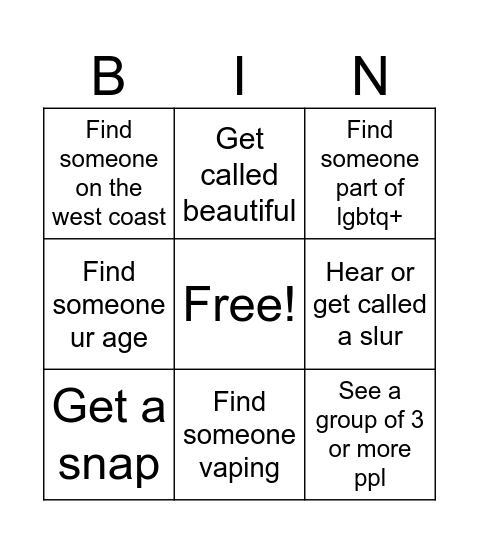 Ometv Bingo Card