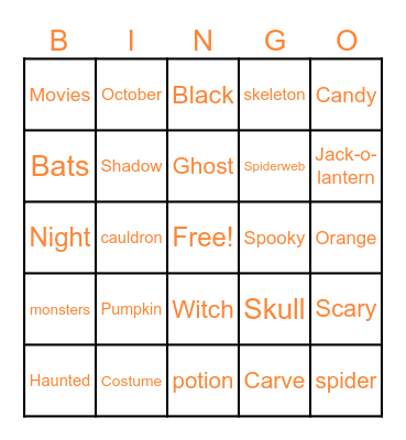 Halloween Bingo Card