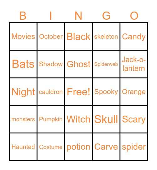 Halloween Bingo Card