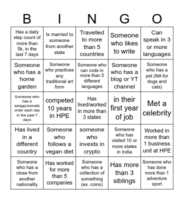 DIVERSITY BINGO! Bingo Card