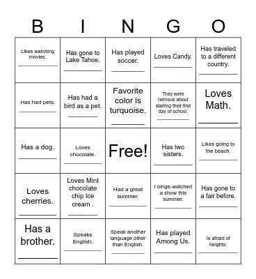Find Someone Who Bingo Card
