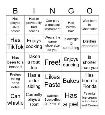 Find Someone Who(s) Bingo Card