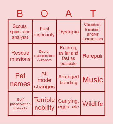 Boatformer's Fic Bingo Card