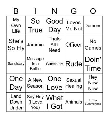 REGGAE VIBES Bingo Card