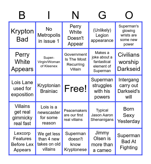 Absolute Superman Bingo Card