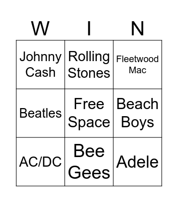 Music Bingo Card