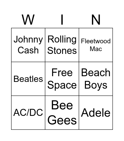 Music Bingo Card