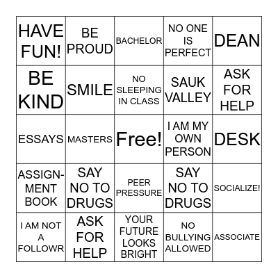 GRADUATION BINGO Card