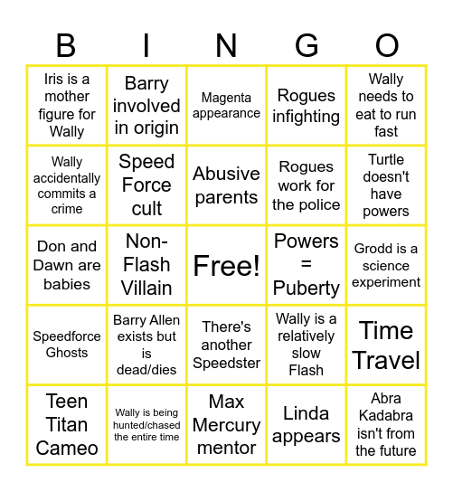 Absolute Flash Bingo Card