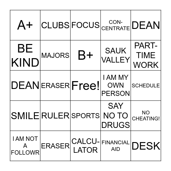 GRADUATION BINGO Card