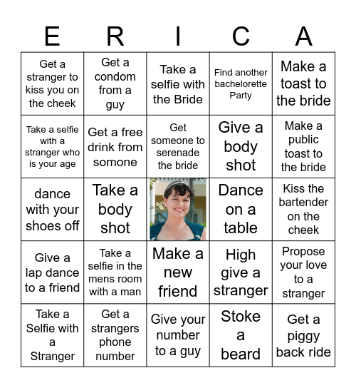 Erica's Bachelorette Weekend Bingo Card