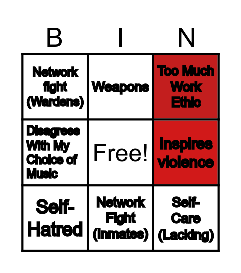 Demotion Bingo Card