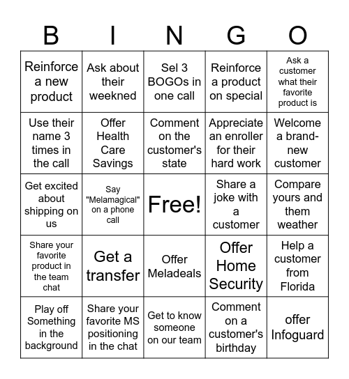 August Game Bingo Card