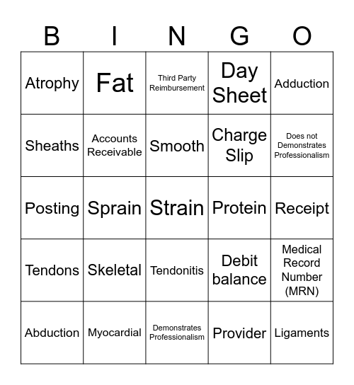 MA50 Week 4 Theory Exam BINGO Card