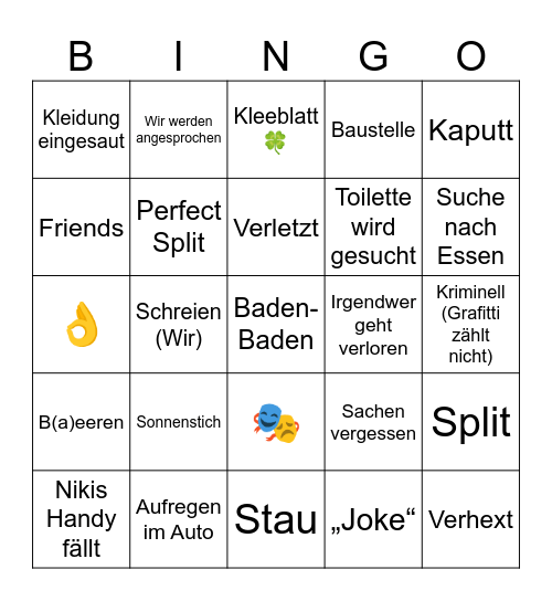 Tag 7 Sommertour Bingo Card