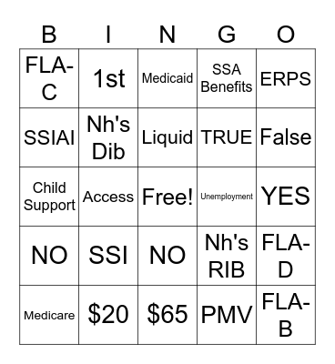 SSI & THINGS Bingo Card